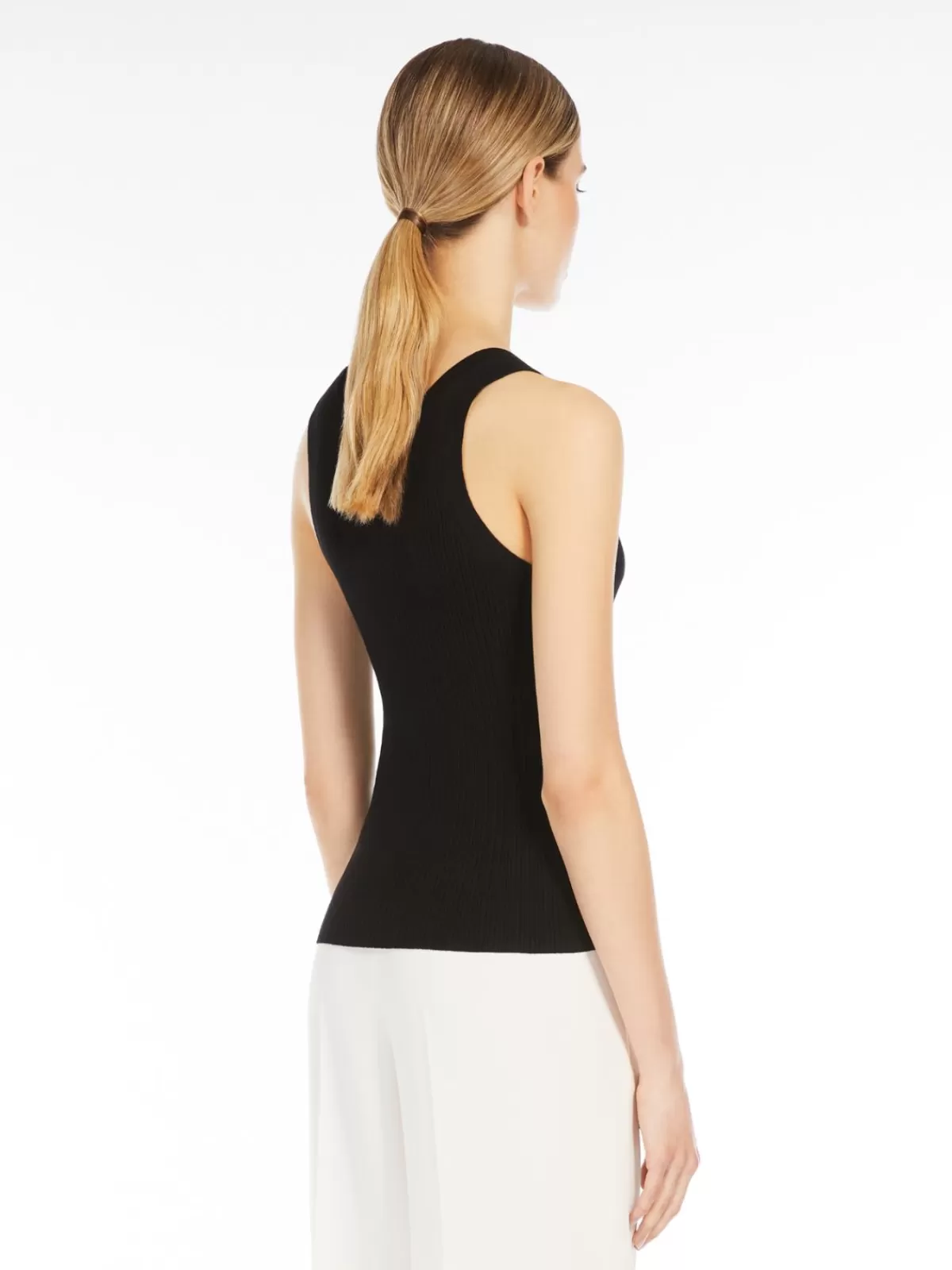 Jersey elegante de fibra viscosa tono negro - Diseño clásico Max Mara