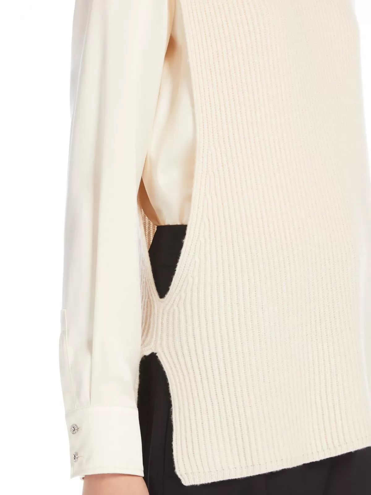 Chaleco Max Mara en lana mezclada con cachemira - Modelo clásico en tono albino para temporada invernal