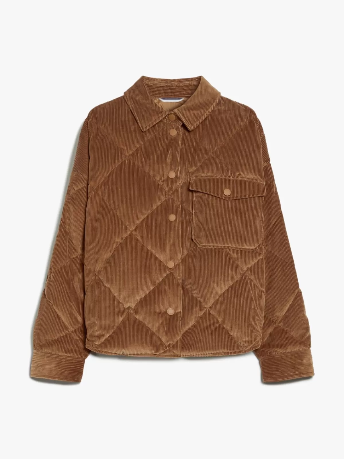 Chaqueta Max Mara acolchada en terciopelo impermeable - Tono avellana dorado para días fríos
