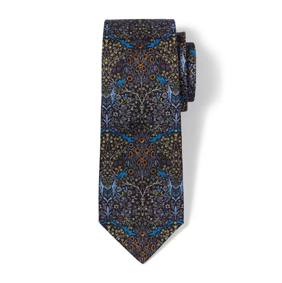 Corbata de Seda Estampada Endrino con Diseño Floral Clásico - William Morris para The MET Store