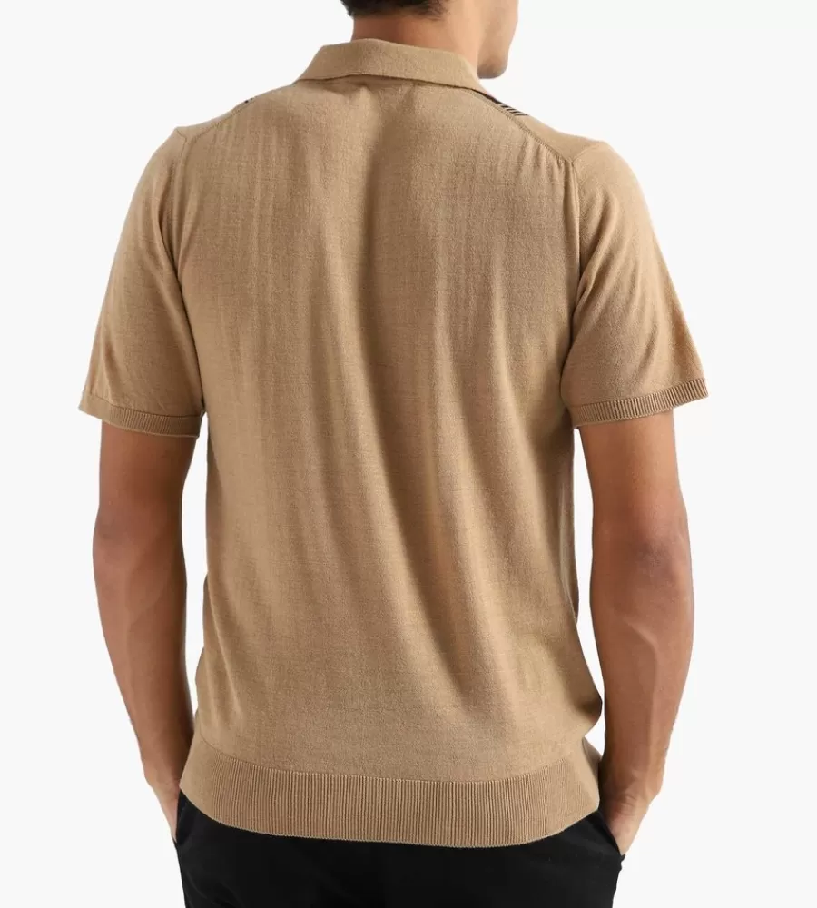 WOOD WOOD · Polo Arnold de manga corta con rayas en tono camello
