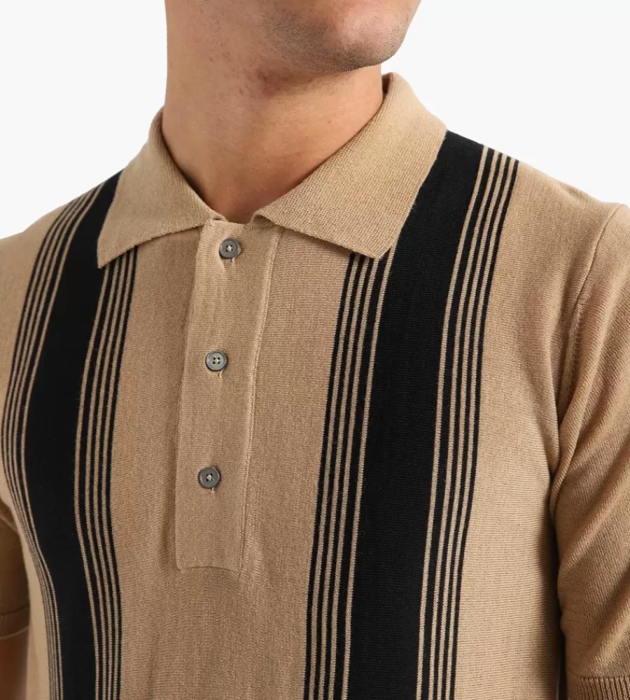 WOOD WOOD · Polo Arnold de manga corta con rayas en tono camello