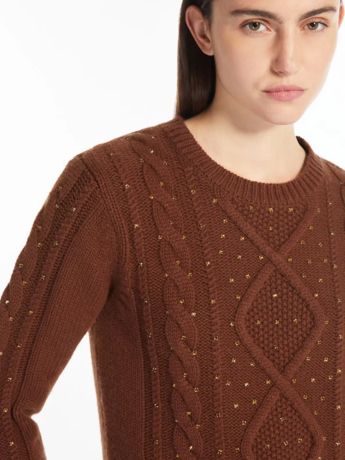 Jersey Abrigo de Punto Trenzado - Lana y Cachemira Tono Terracota | Colección Max Mara