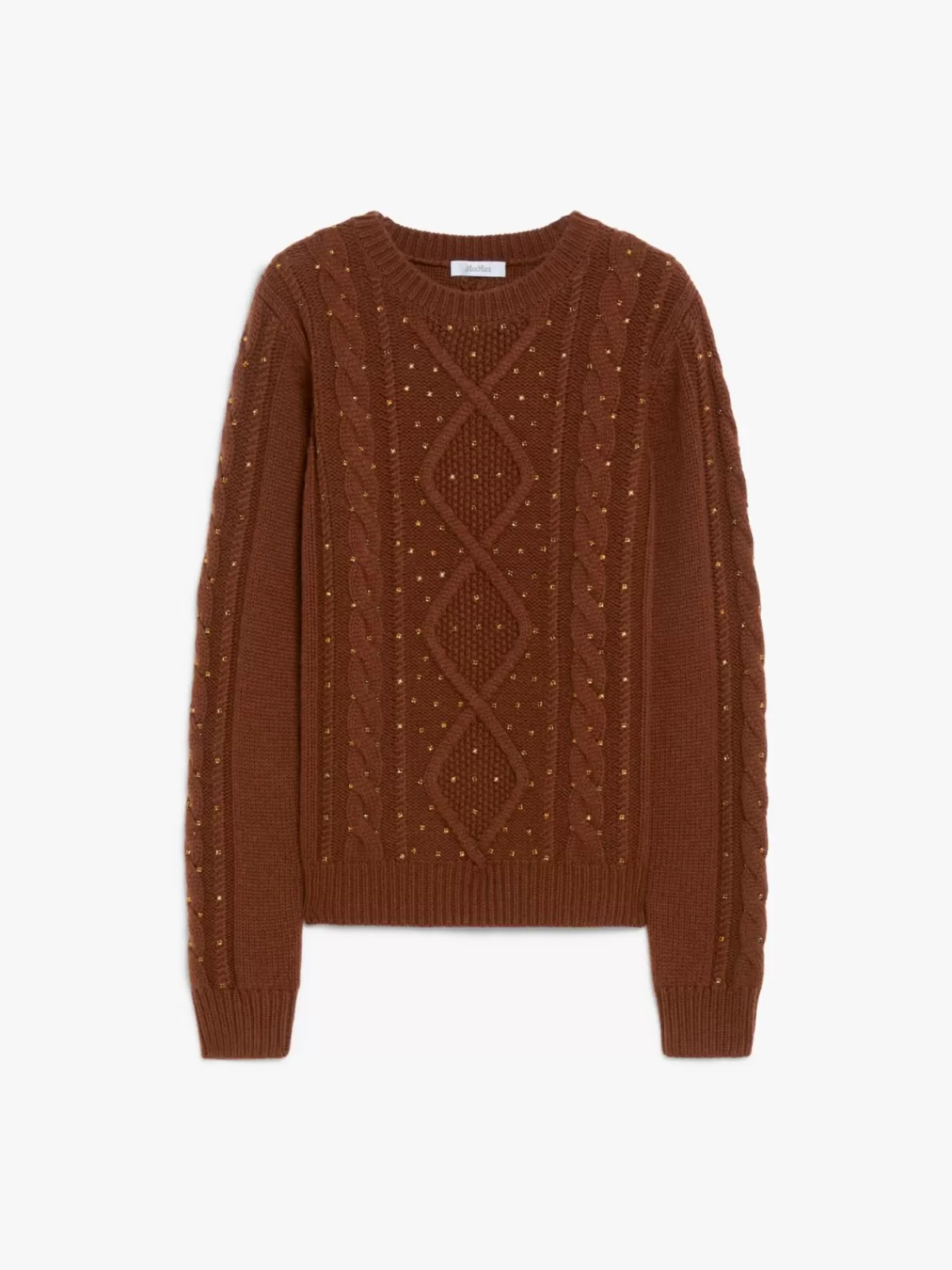 Jersey Abrigo de Punto Trenzado - Lana y Cachemira Tono Terracota | Colección Max Mara