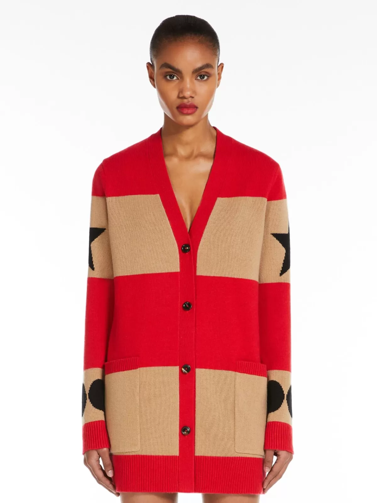 Cárdigan acogedor de lana y cachemira Max Mara - Diseño clásico en tono rojo intenso
