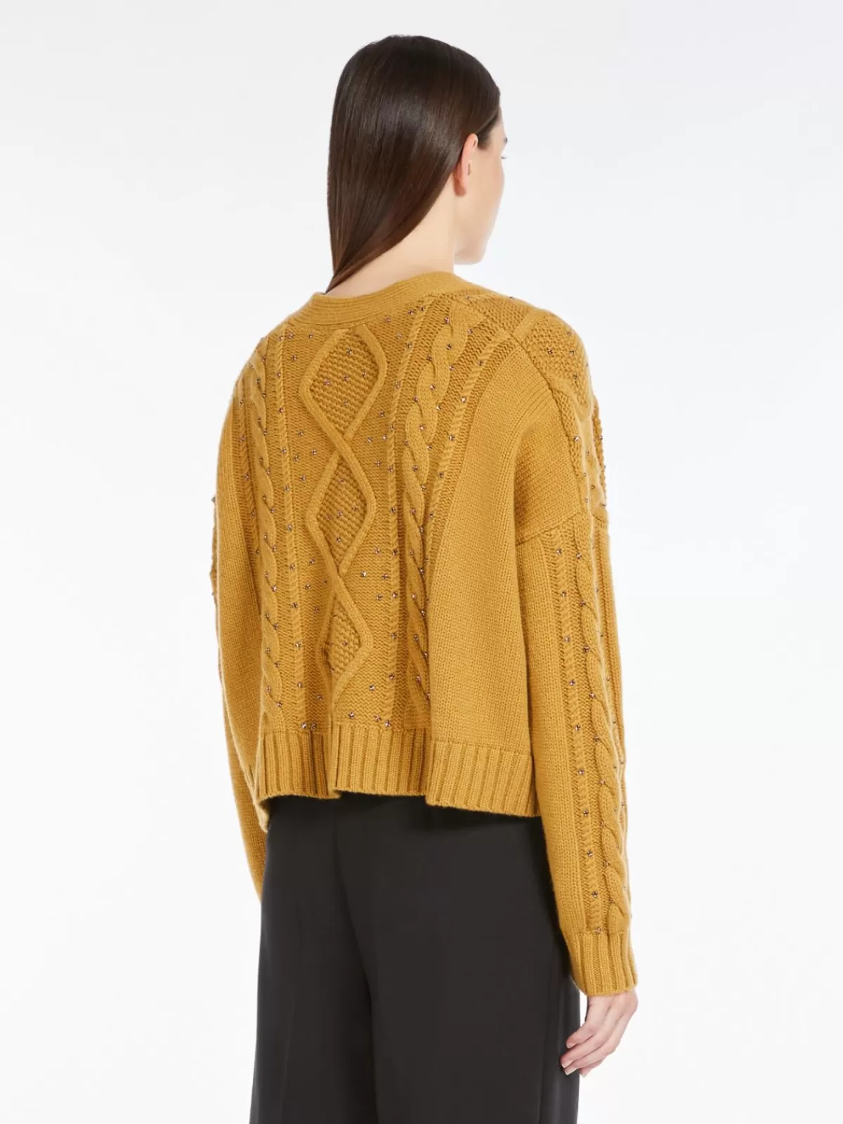 Cardigán corto en mezcla suave de lana y cachemira - Tono ocre cálido · Max Mara Collection