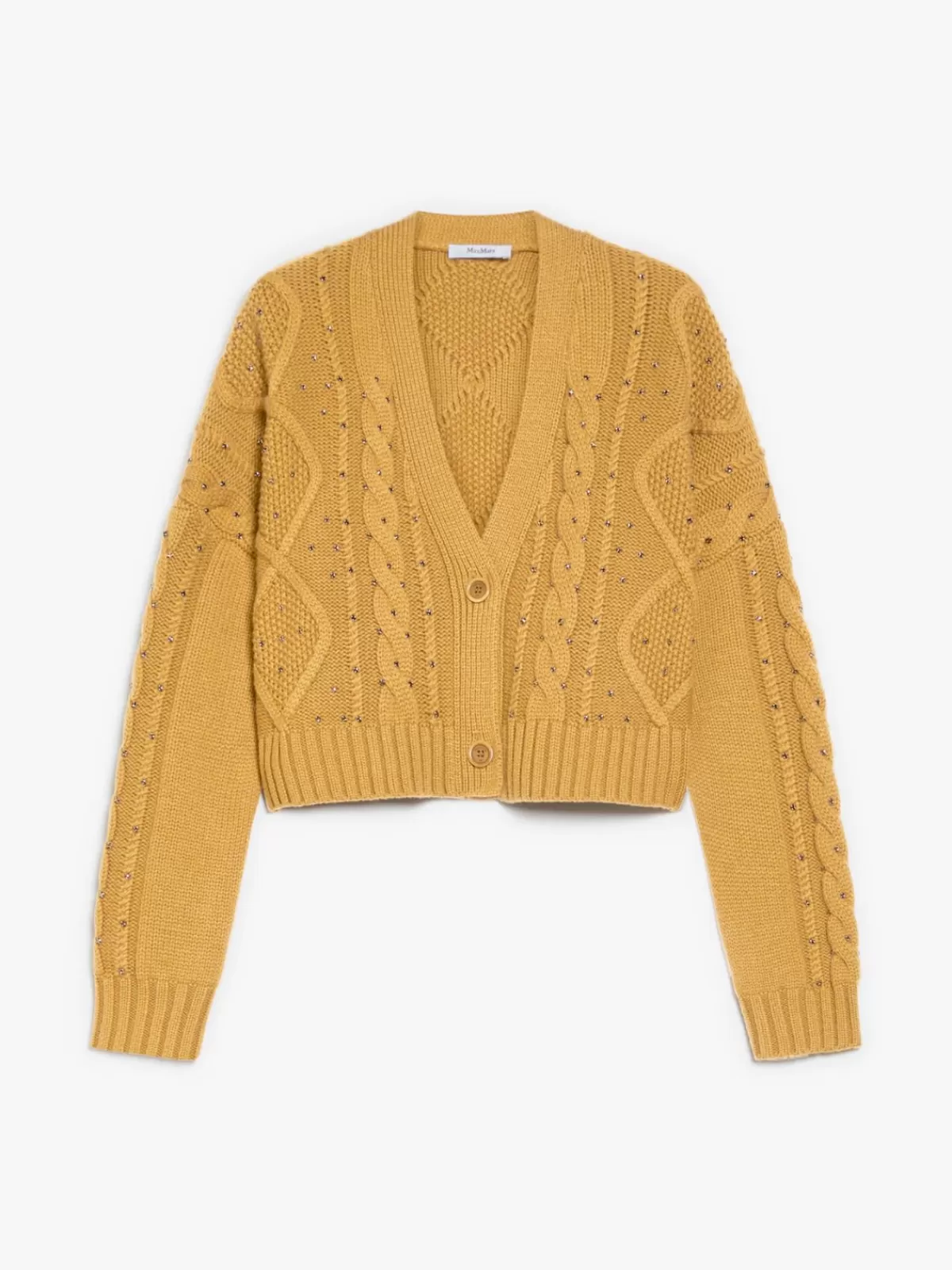 Cardigán corto en mezcla suave de lana y cachemira - Tono ocre cálido · Max Mara Collection