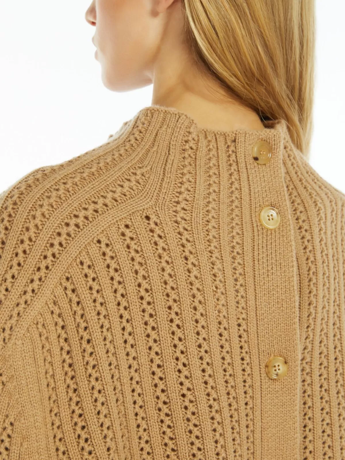 Suéter corto Max Mara en lana y cachemira - diseño acogedor tono camelo