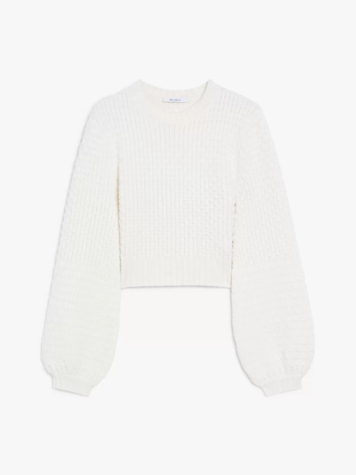 Jersey de invierno Max Mara en lana y cachemir - Blanco hueso con detalles de bordado artesanal