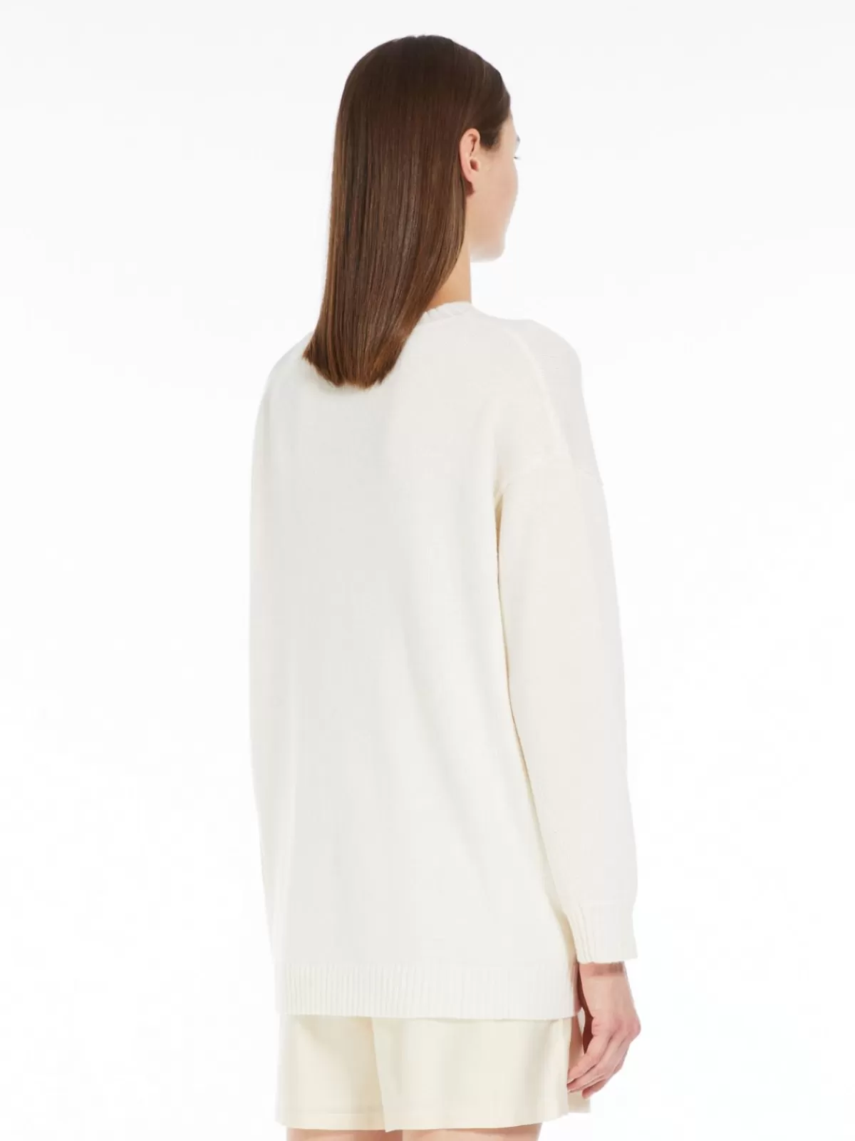 Max Mara Jersey Invierno - Lana Premium y Cachemira, Blanco Nieve, Corte Relajado