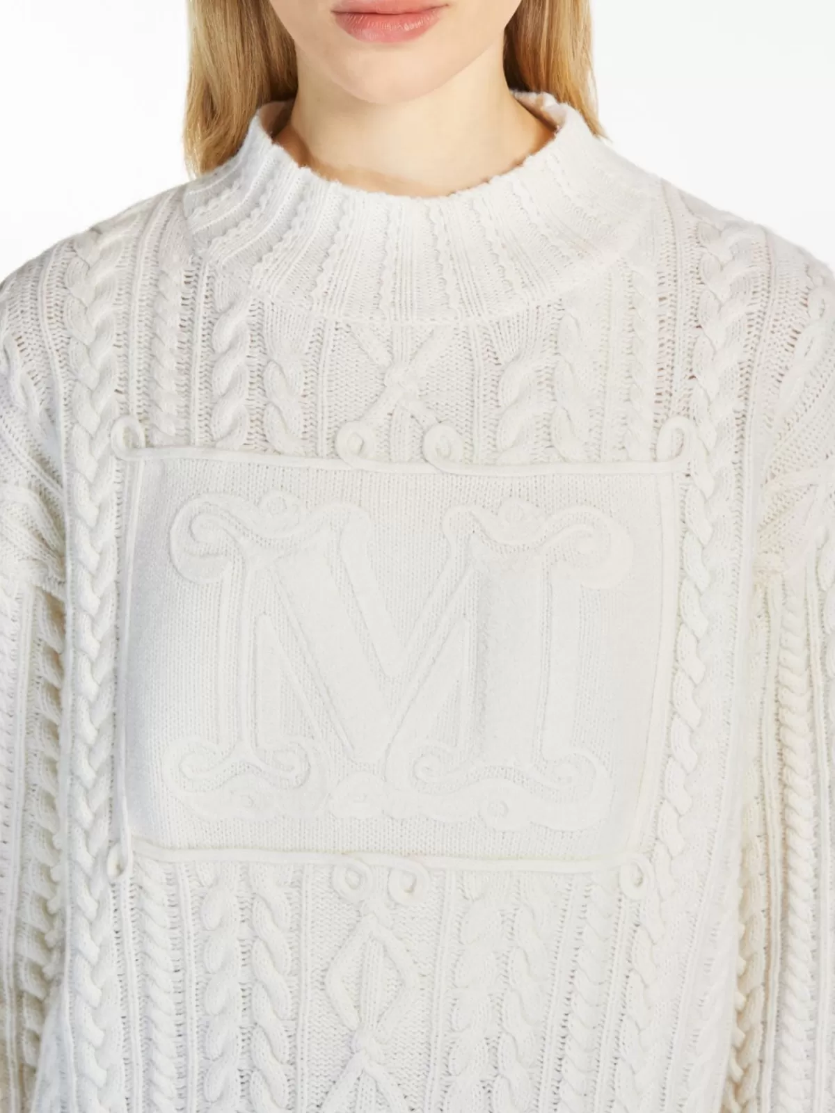 Classic suéter Max Mara en lana y cachemira - Blanco invernal de calidad premium