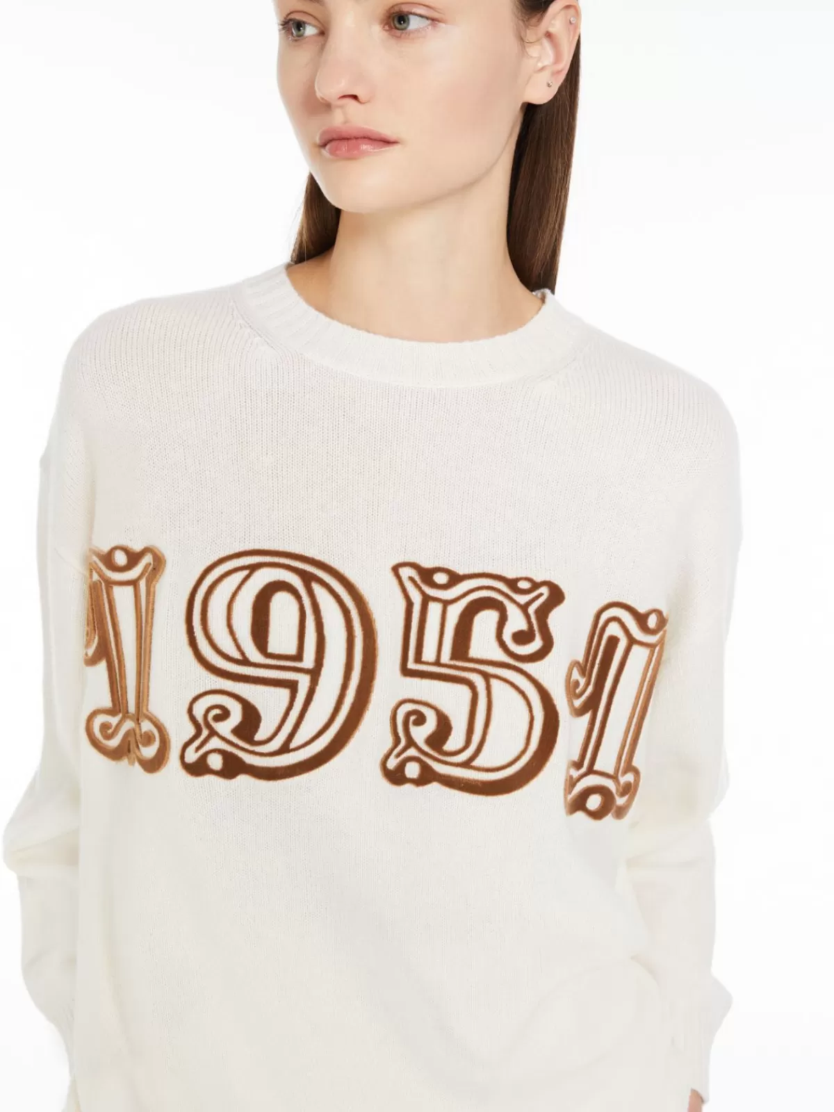 Max Mara Jersey Invierno - Lana Premium y Cachemira, Blanco Nieve, Corte Relajado