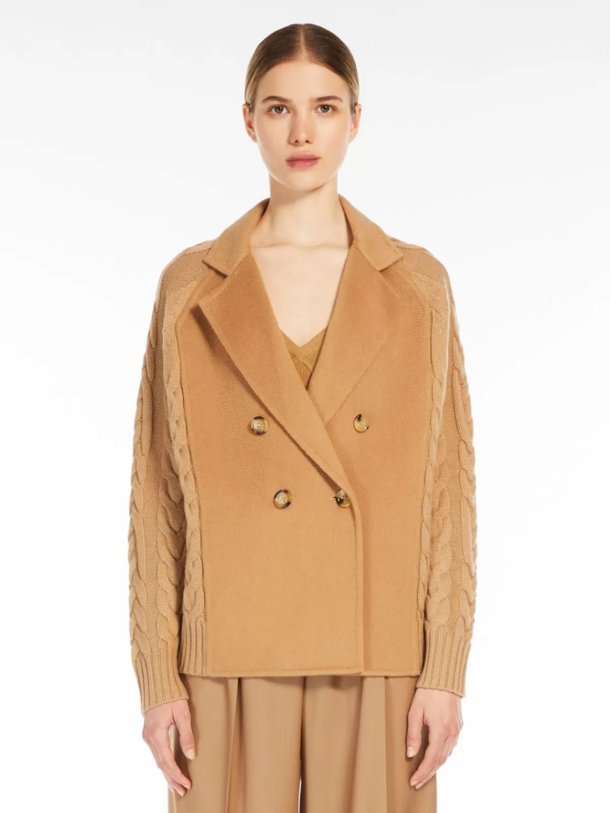 Abrigo clásico Max Mara en lana y cachemir - Tono camel elegante
