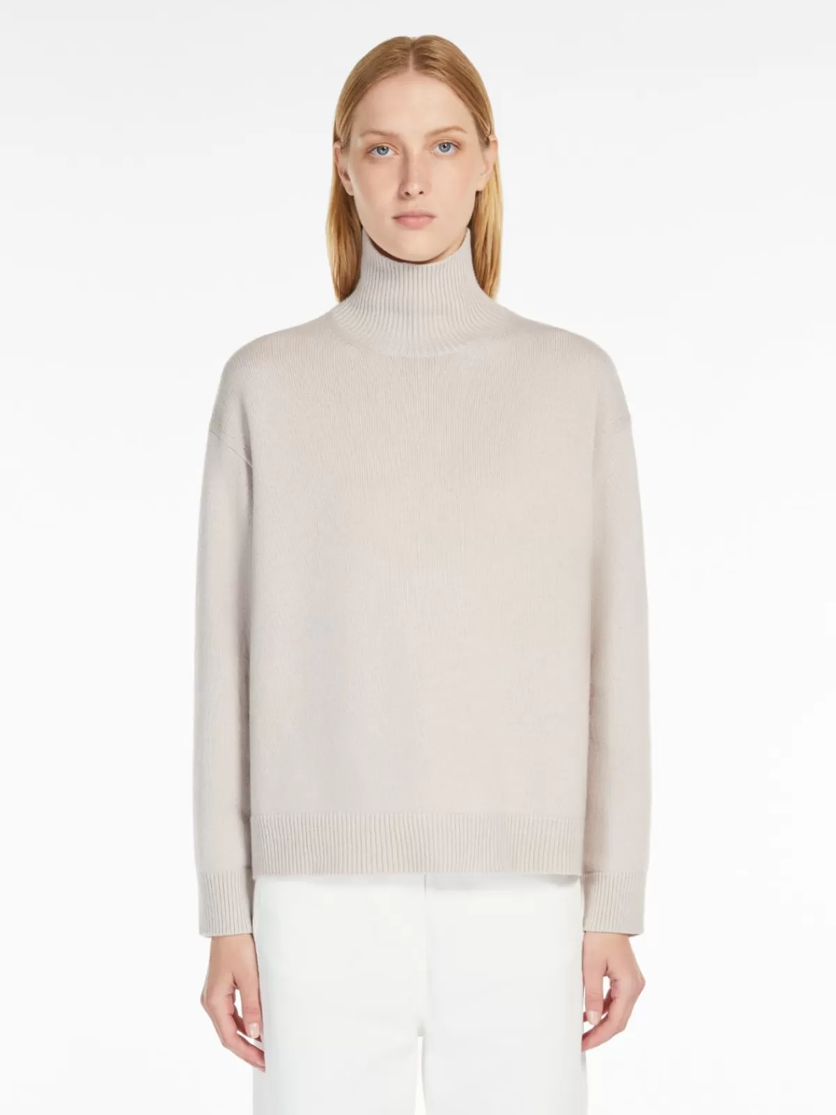 Jersey de cuello alto Max Mara en suave mezcla de lana y cachemir - Beige natural
