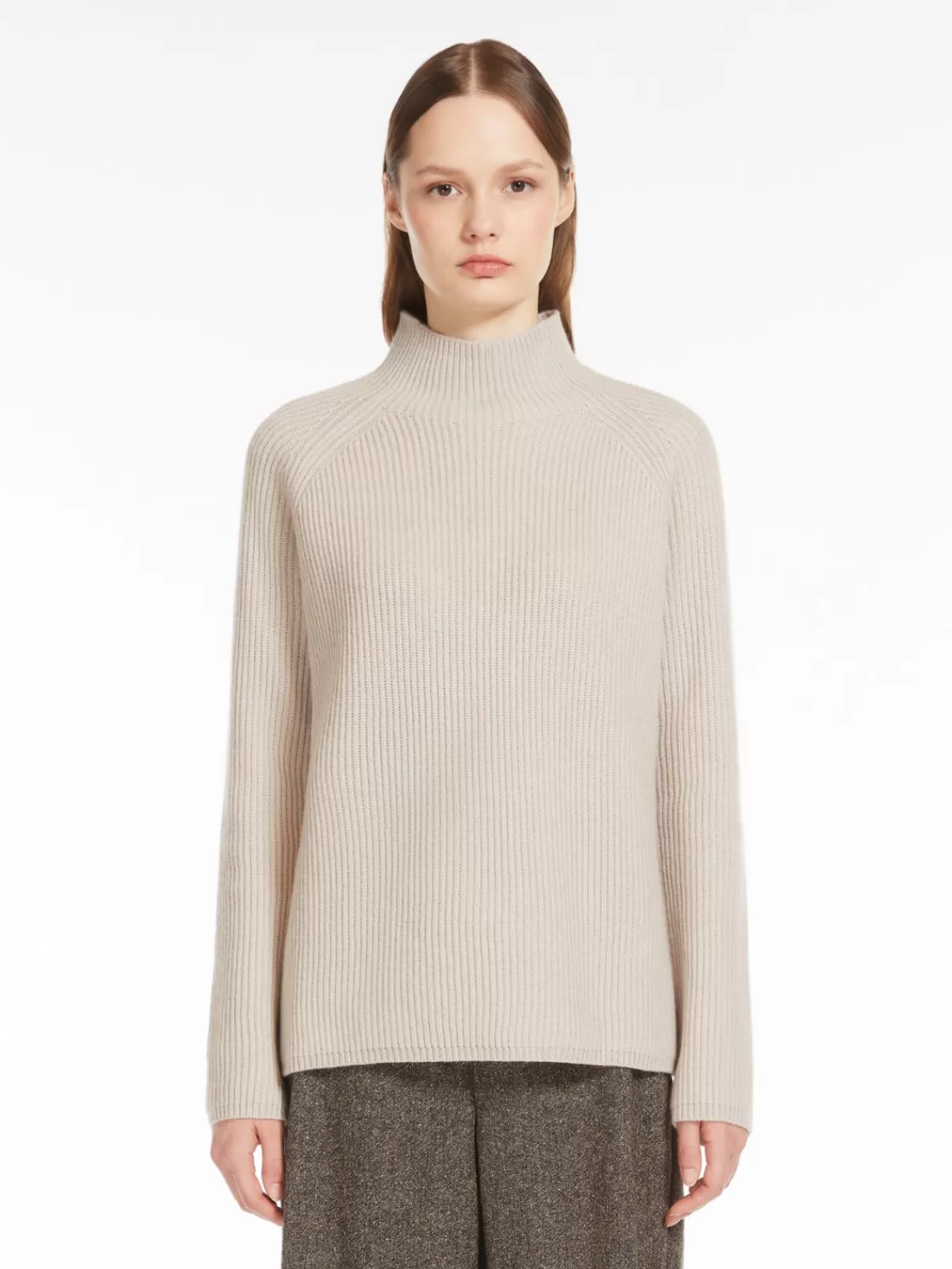 Prenda de punto Max Mara · Jersey sofisticado en suave mezcla de lana y cachemir con detalles acanalados - Tono crudo natural