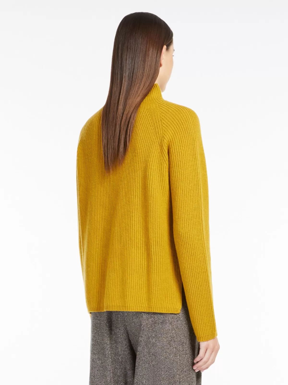 Jersey acanalado Max Mara en lana y cachemir - Amarillo brillante para looks invernales