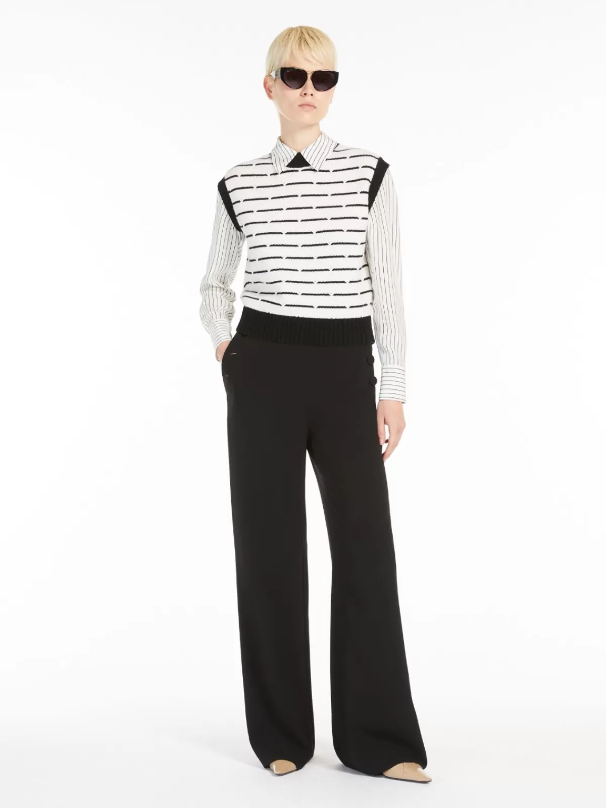 Chaleco invernal Max Mara en blanco níveo - tejido suave de lana y cachemira para elegancia sin mangas