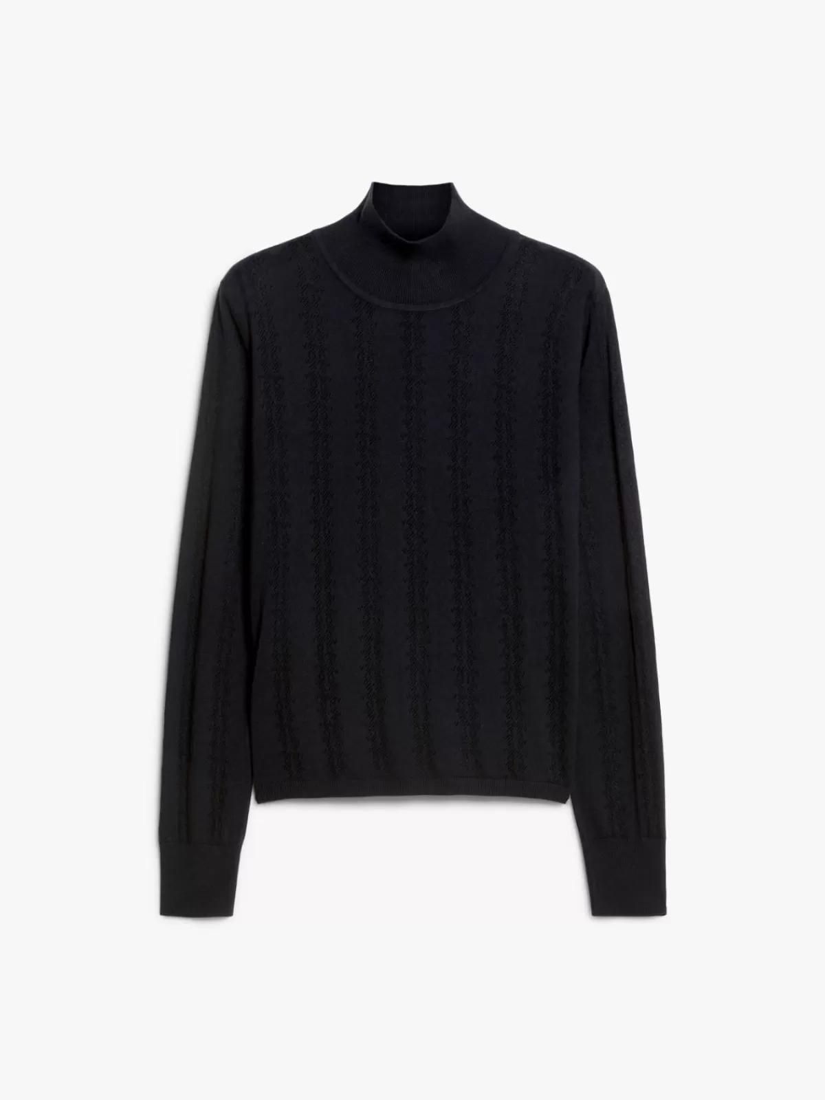 Jersey de cuello alto en lana y seda suave - Diseño clásico Max Mara para abrigo elegante - Azul marino intenso ideal para invierno con calidez refinada