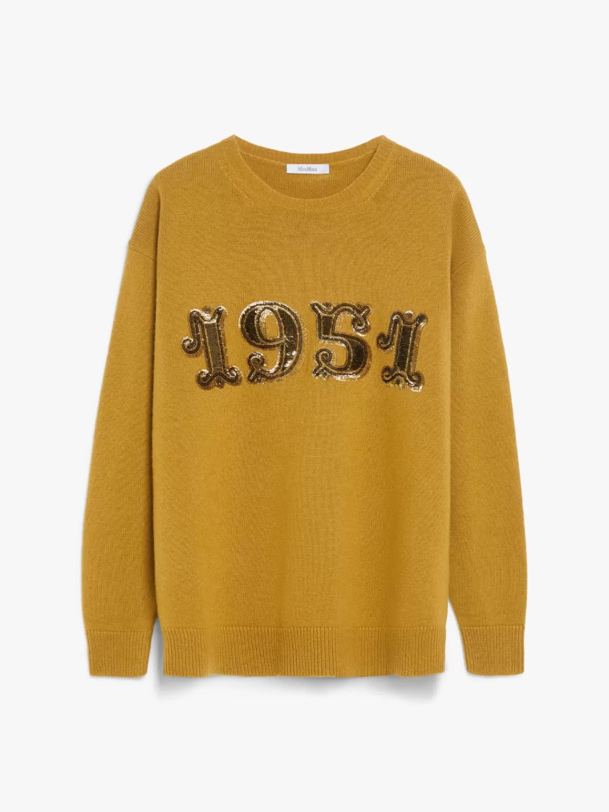 Jersey invernal Max Mara en lana y cachemira con destellos - Tono dorado arena