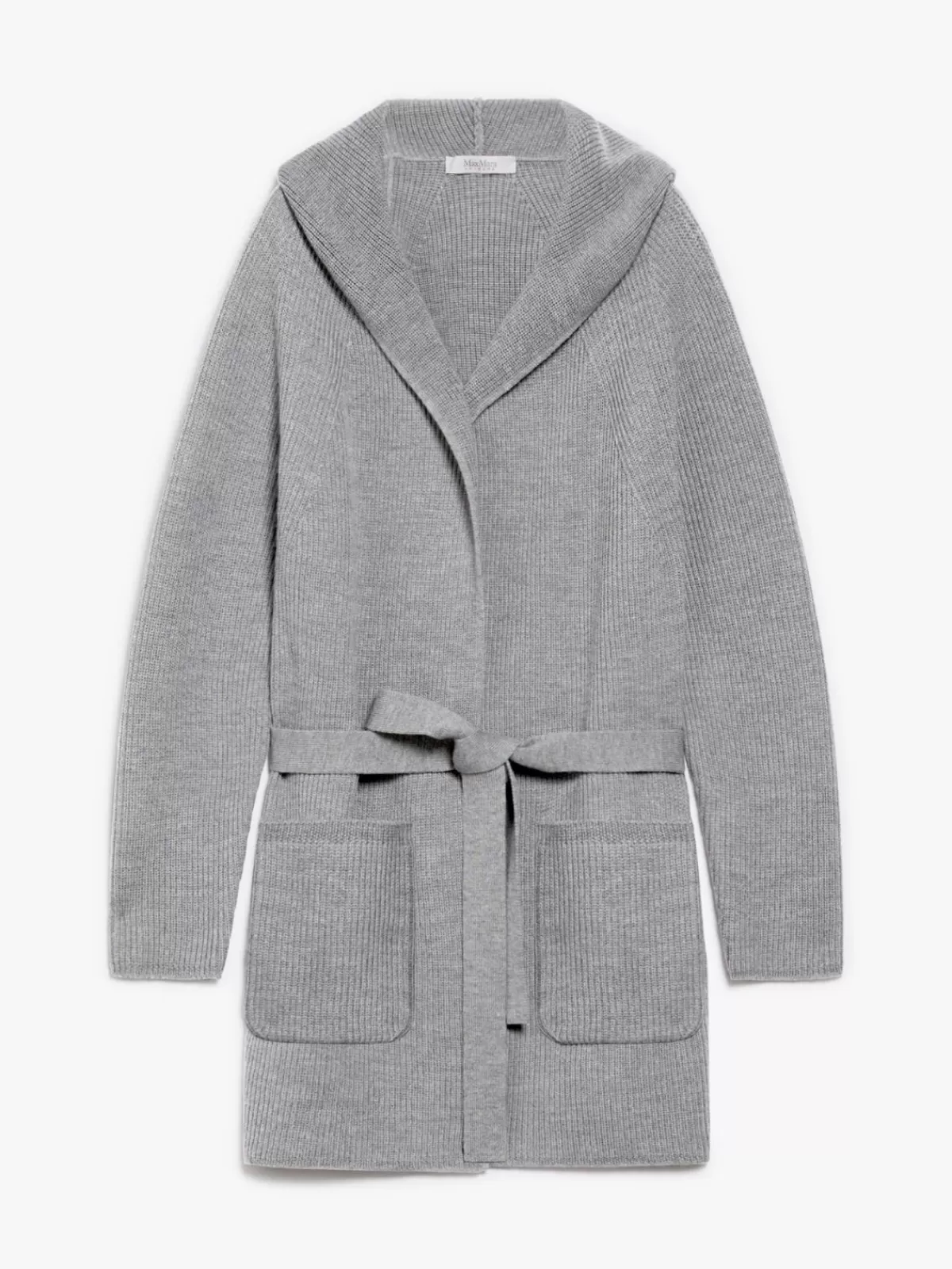 Abrigo clásico de lana Max Mara con cinturón - tono gris perla invierno