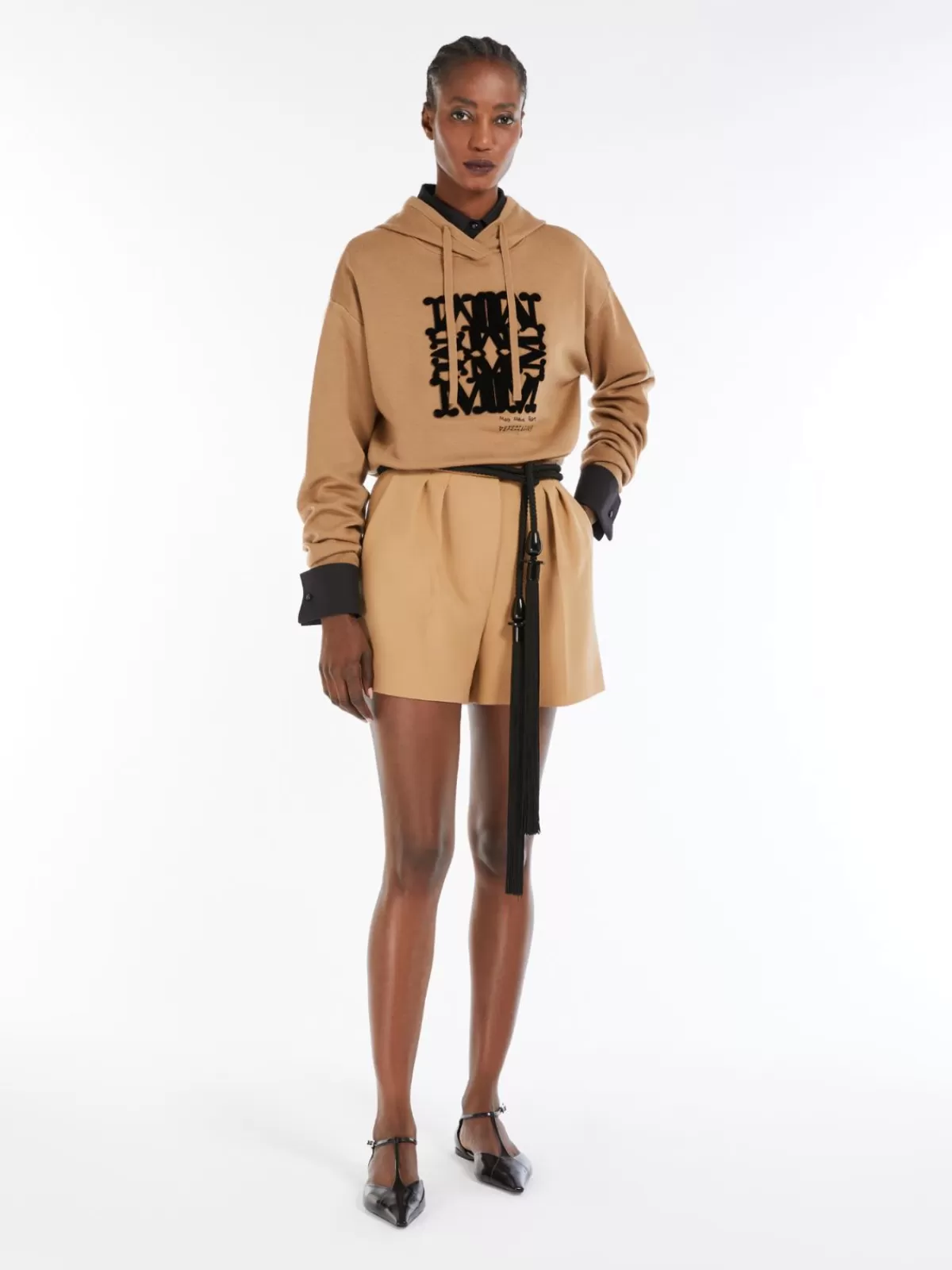 Suéter tejido en lana merina Max Mara - Beige arena con detalles clásicos de punto