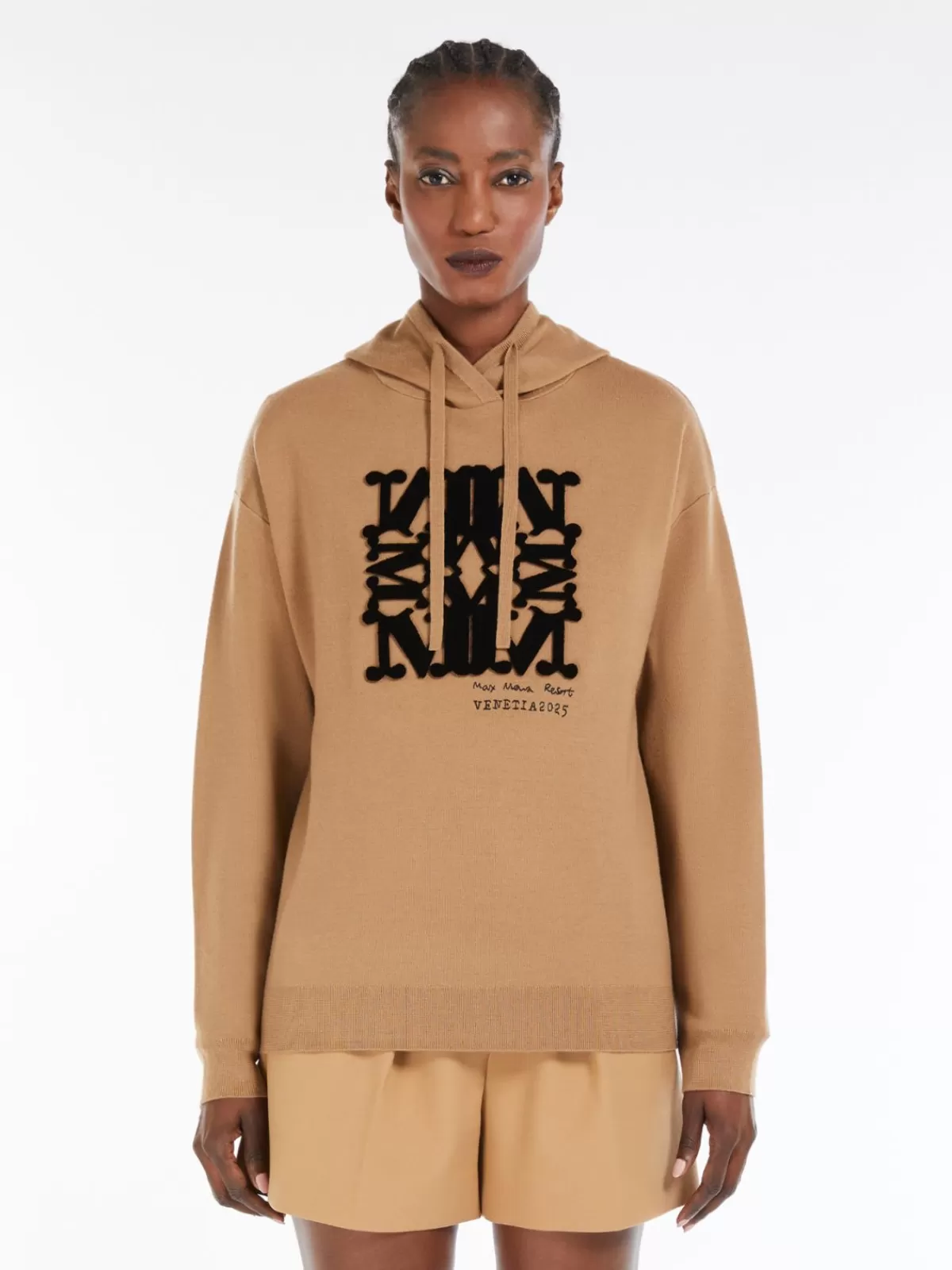 Suéter tejido en lana merina Max Mara - Beige arena con detalles clásicos de punto