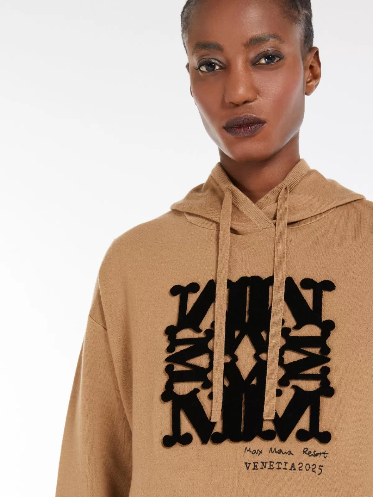 Suéter tejido en lana merina Max Mara - Beige arena con detalles clásicos de punto