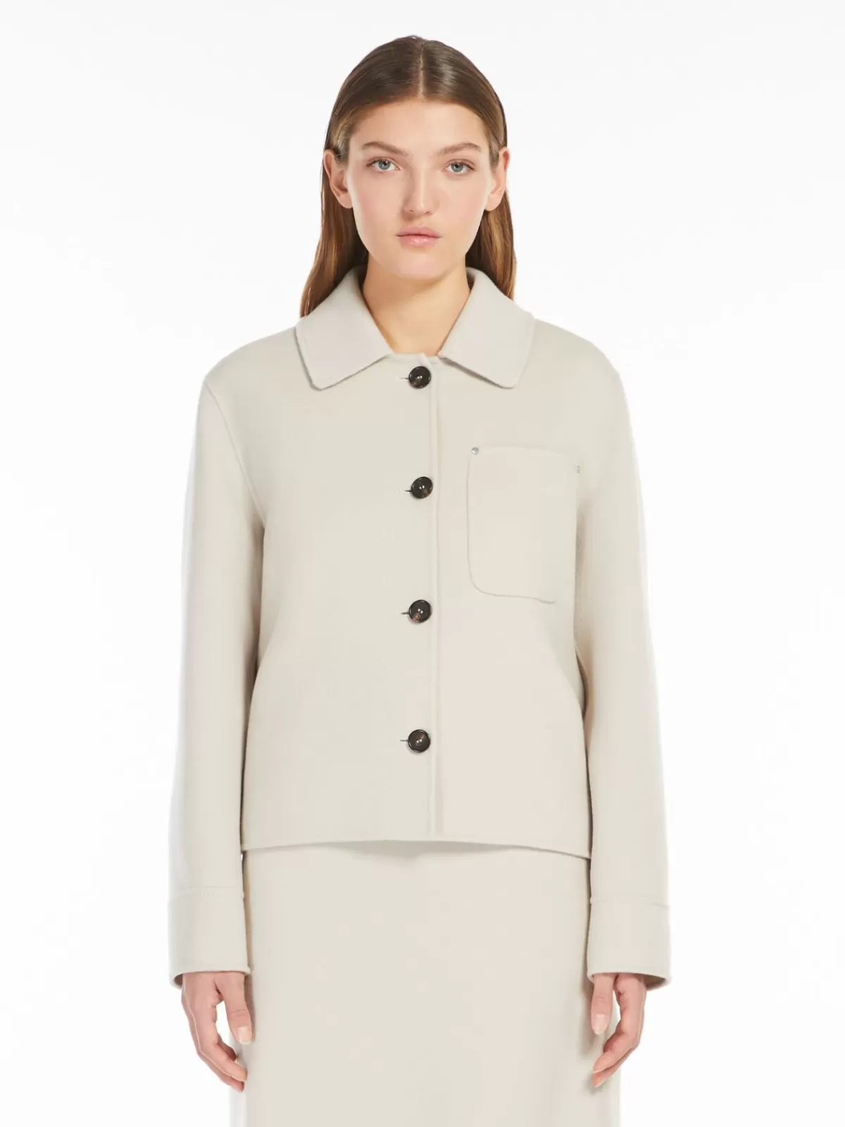 Max Mara - Chaqueta camisera de lana en tono crudo elegante para looks sofisticados