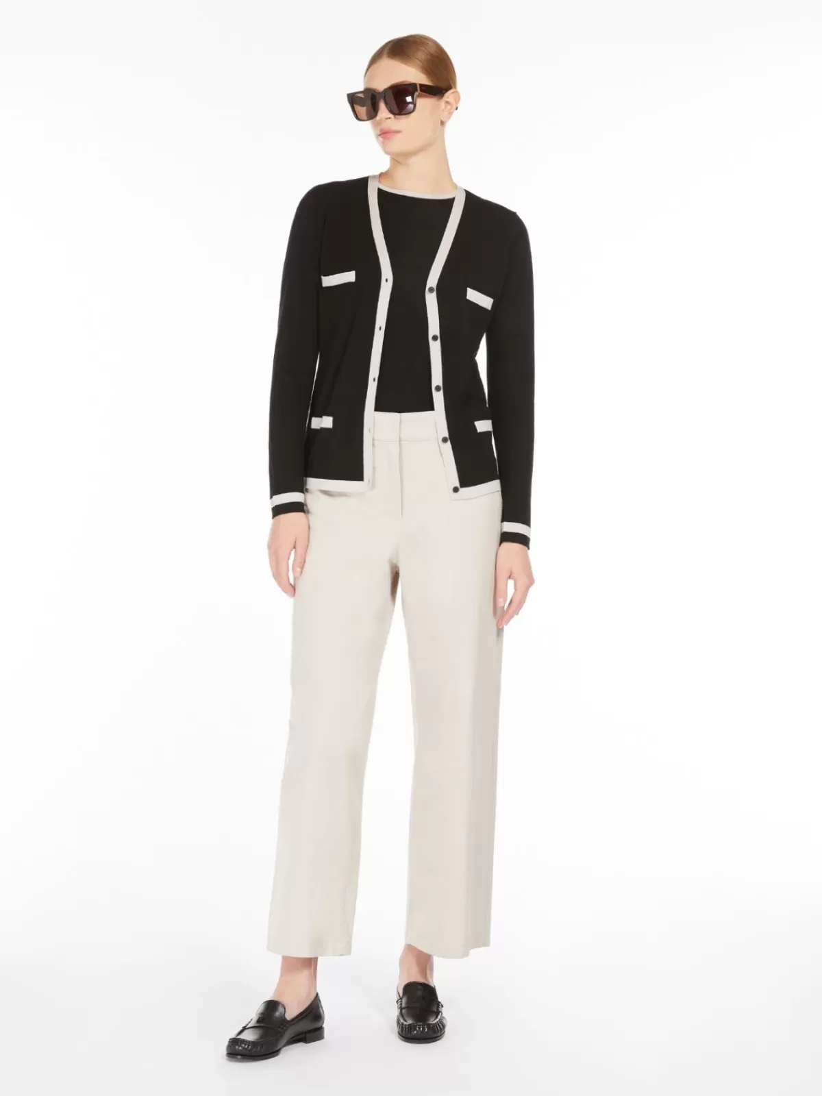 Cardigán Max Mara en lana virgen - Abrigo punto clásico negro para invierno