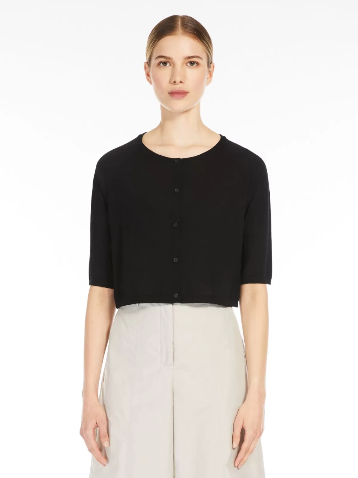 Chaleco de punto Max Mara en lana suave - Abrigo corto negro para días frescos