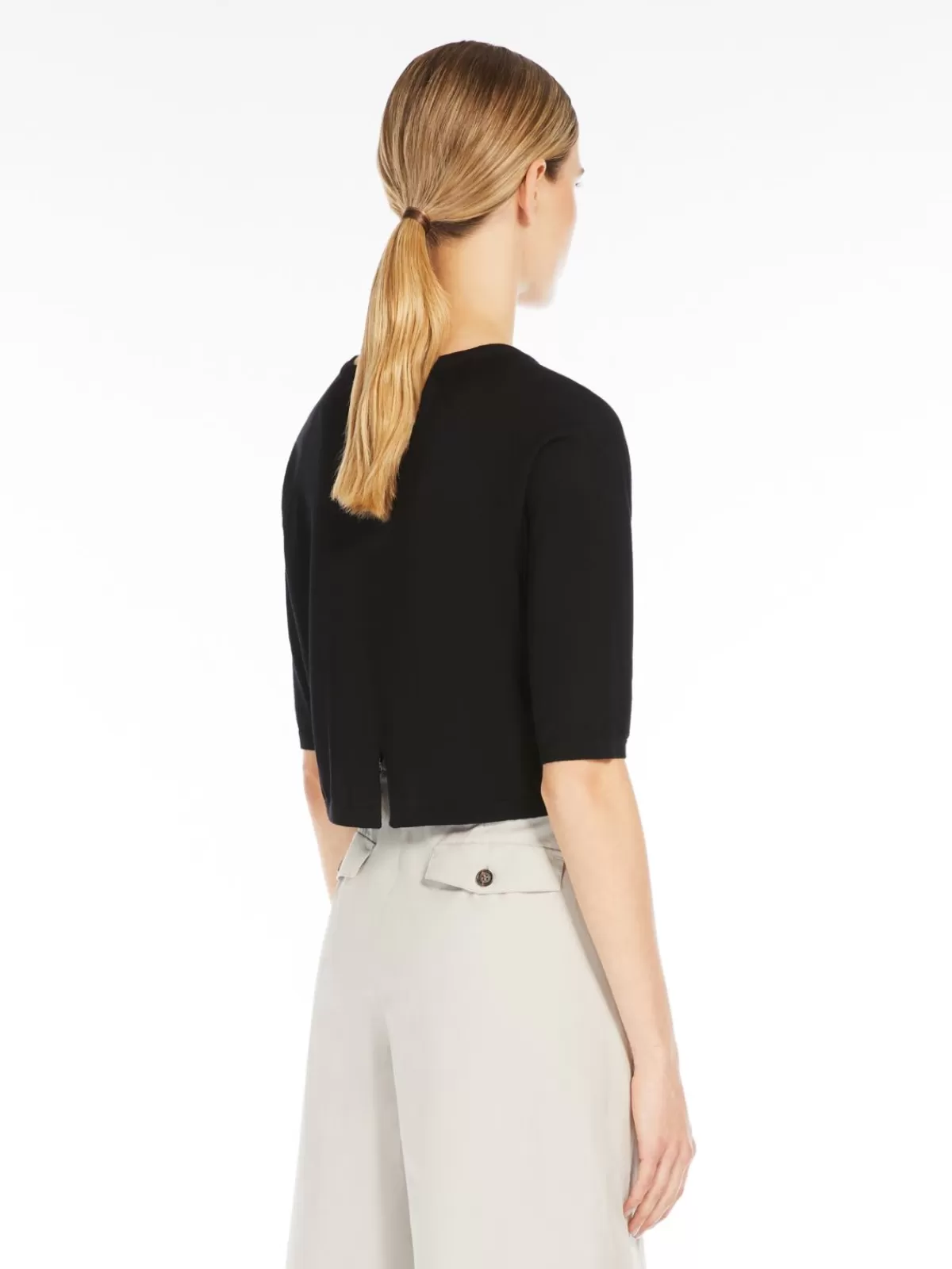 Chaleco de punto Max Mara en lana suave - Abrigo corto negro para días frescos