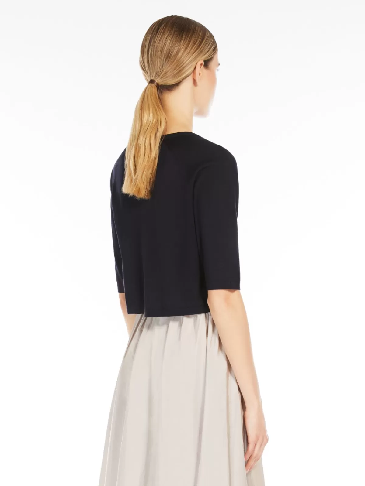Chaleco tejido en lana virgen azul ultramar - Diseño casual Max Mara para invierno