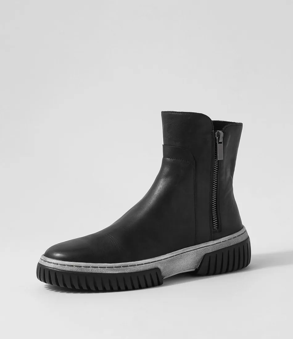 Botines Tobilleros Django & Juliette Yeliza - Cuero Auténtico Bicolor para Mujer, Blanco/Negro con Diseño Versátil