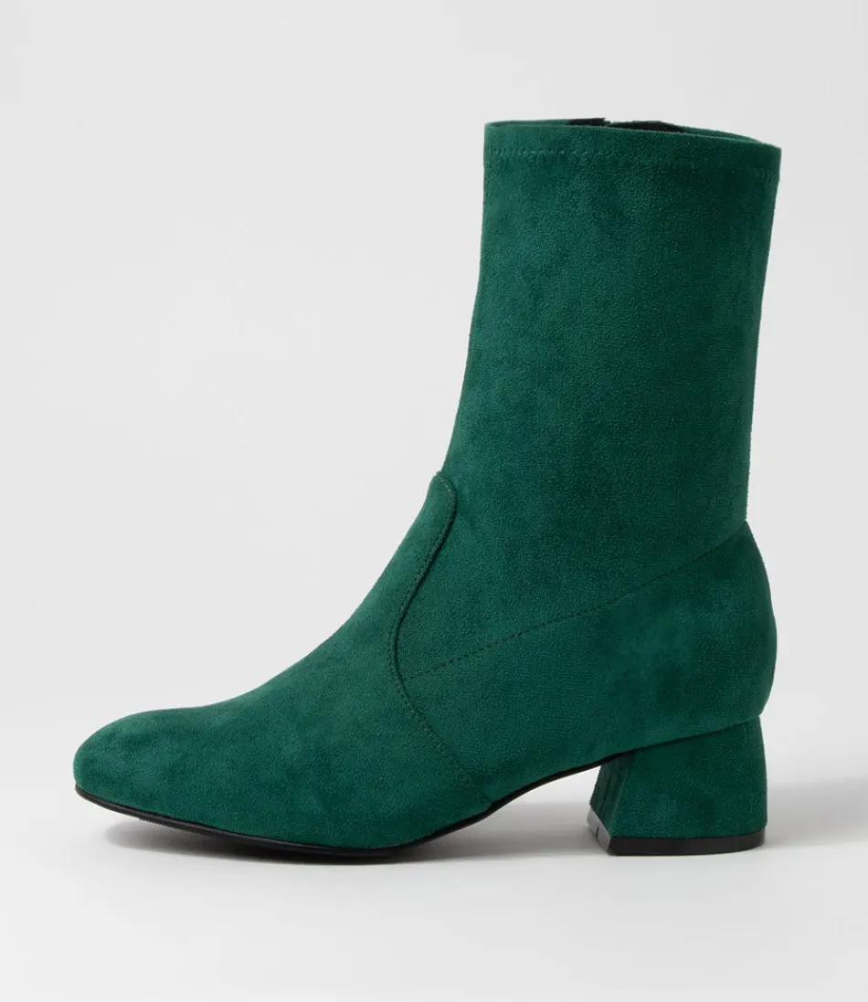 Botines Tobilleros ZIERA para Mujer - Modelo Zuka en Microfibra Elástica Color Esmeralda