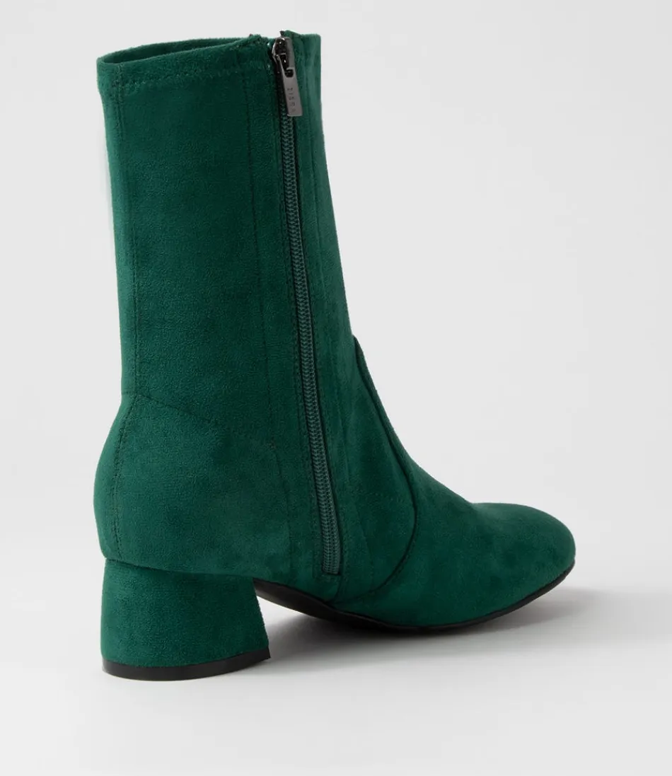 Botines Tobilleros ZIERA para Mujer - Modelo Zuka en Microfibra Elástica Color Esmeralda