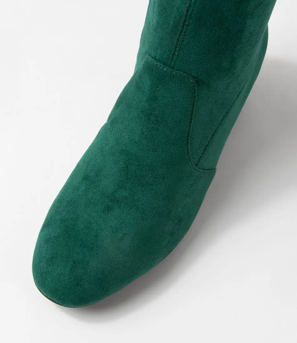 Botines Tobilleros ZIERA para Mujer - Modelo Zuka en Microfibra Elástica Color Esmeralda
