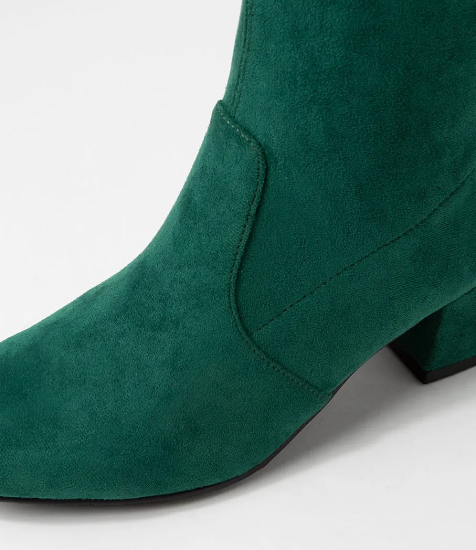 Botines Tobilleros ZIERA para Mujer - Modelo Zuka en Microfibra Elástica Color Esmeralda
